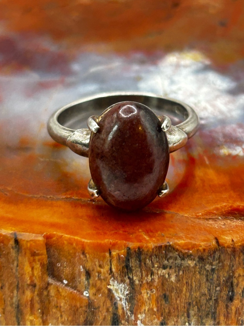 Sterling Silver Jasper Ring - Size 7